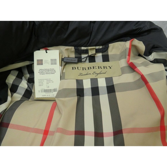 $1150 BURBERRY HARROWDEN BLUE HOODED BELTED QUILTED DOWN PARKA COAT JACKET L - Picture 9 of 12